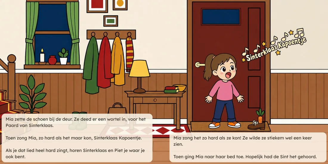 Bladzijde 4 en 5 van Helpt de Sint, met Mia